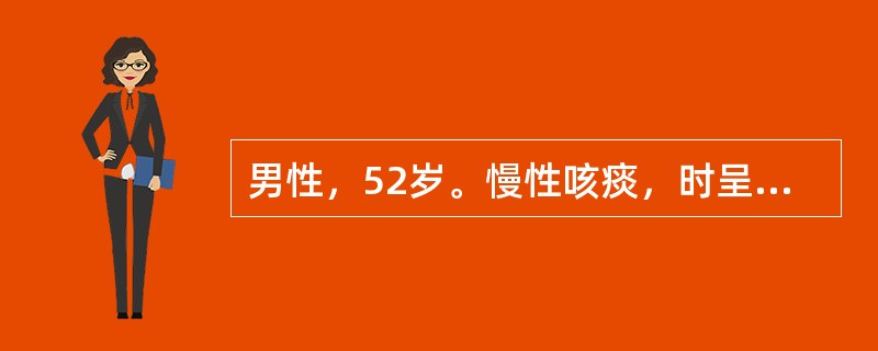 男性，52岁。慢性咳痰，时呈黄脓性痰，并有少量咯血近10年，每逢秋冬季好发，持续时间均在3个月左右。就诊过多家医院，有慢性支气管炎和支气管扩张症两种诊断意见。下列各条中你认为哪一条有助于支气管扩张症的