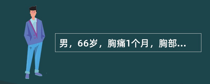 男，66岁，胸痛1个月，胸部CT如图，最可能的诊断是<img border="0" style="width: 287px; height: 212px;"