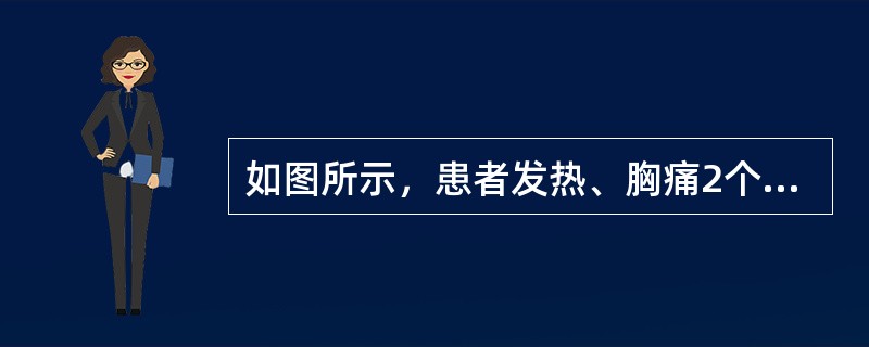 如图所示，患者发热、胸痛2个月，最可能的诊断是<img border="0" style="width: 264px; height: 223px;" s