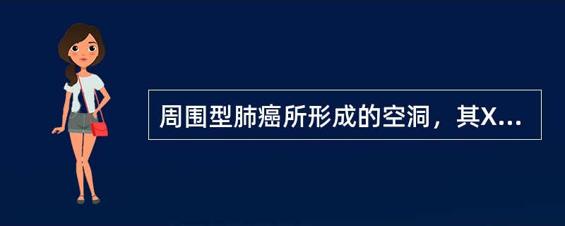 周围型肺癌所形成的空洞，其X线特征是()