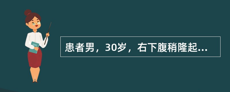 患者男，30岁，右下腹稍隆起，CT检查如图，最可能的诊断为<img border="0" style="width: 313px; height: 239px;&q