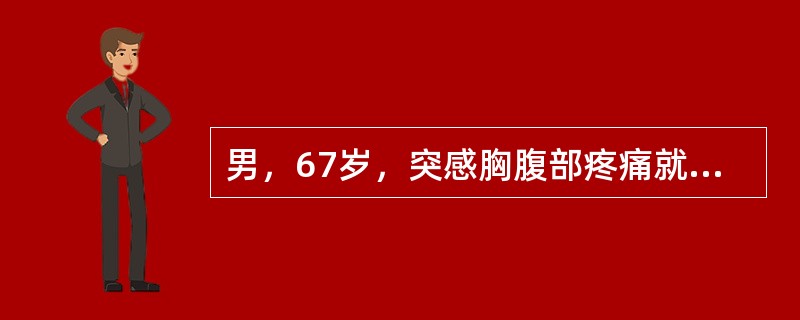 男，67岁，突感胸腹部疼痛就诊。既往高血压病史。CT检查如下图，最可能的诊断为<img border="0" style="width: 217px; height