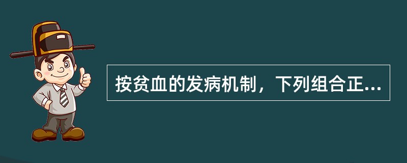 按贫血的发病机制，下列组合正确的是()