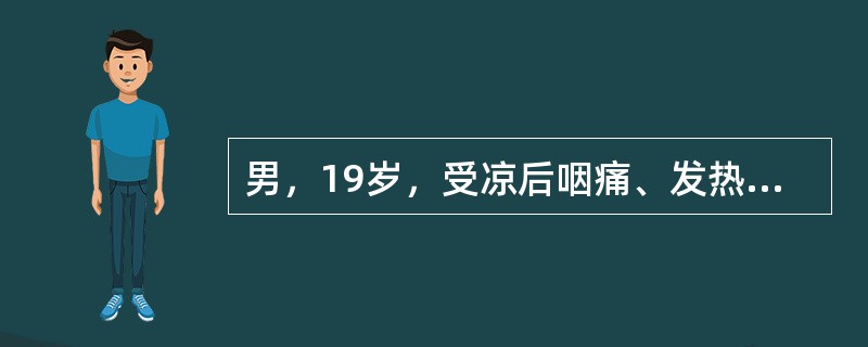 男，19岁，受凉后咽痛、发热、咳嗽，1周后出现颜面及下肢水肿，查尿蛋白(+)，尿红细胞(++)。最可能的诊断是