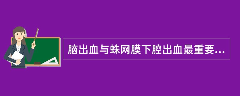 脑出血与蛛网膜下腔出血最重要的鉴别点为