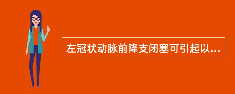 左冠状动脉前降支闭塞可引起以下哪些部位梗死