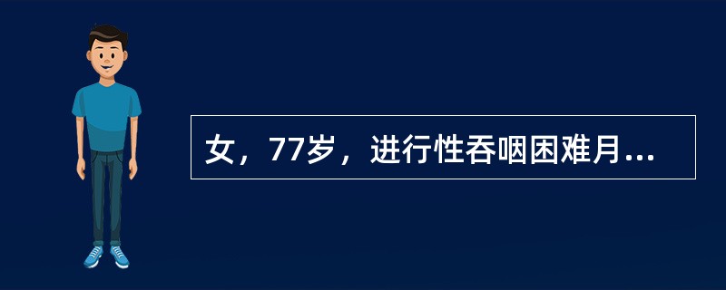 女，77岁，进行性吞咽困难月余，伴胸闷气短，腹胀。结合图像，最可能的诊断为()