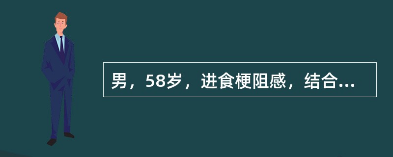 男，58岁，进食梗阻感，结合图像，最可能的诊断为()<img border="0" style="width: 427px; height: 320px;"