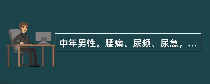 中年男性。腰痛、尿频、尿急，CT示右肾上极直径5cm大小略低密度占位，边缘模糊，环形强化，邻近肾周有积液。首先考虑