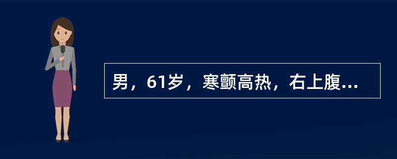 男，61岁，寒颤高热，右上腹痛，白细胞计数升高，CT检查如图，最可能的诊断是()<img border="0" style="width: 360px; heigh