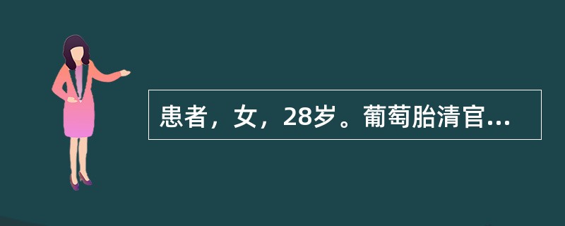 患者，女，28岁。葡萄胎清官术后4个月，阴道不规则流血，子宫稍大，尿HCG(+)，胸片示双下肺有多处片状阴影。最可能的诊断是