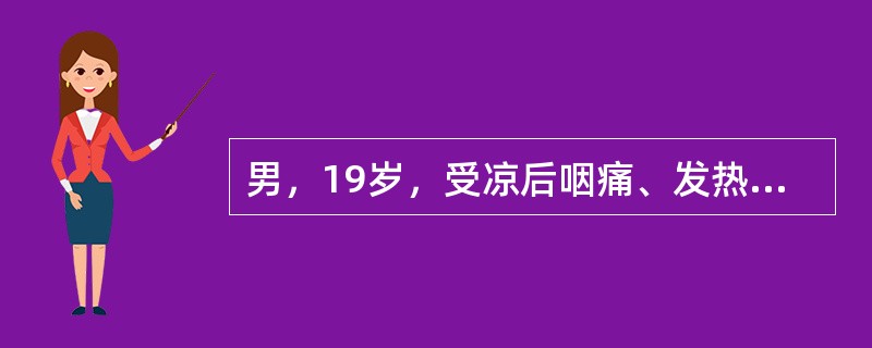 男，19岁，受凉后咽痛、发热、咳嗽，1周后出现颜面及下肢水肿，查尿蛋白(+)，尿红细胞(++)。最可能的诊断是