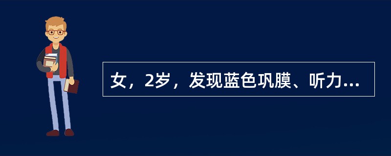 女，2岁，发现蓝色巩膜、听力障碍，四肢畸形等，结合图像，最可能诊断是()<img border="0" style="width: 218px; height: 1