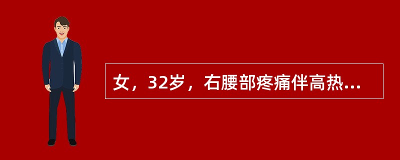 女，32岁，右腰部疼痛伴高热，根据所示图像，最可能的诊断是()<img border="0" style="width: 171px; height: 128px;