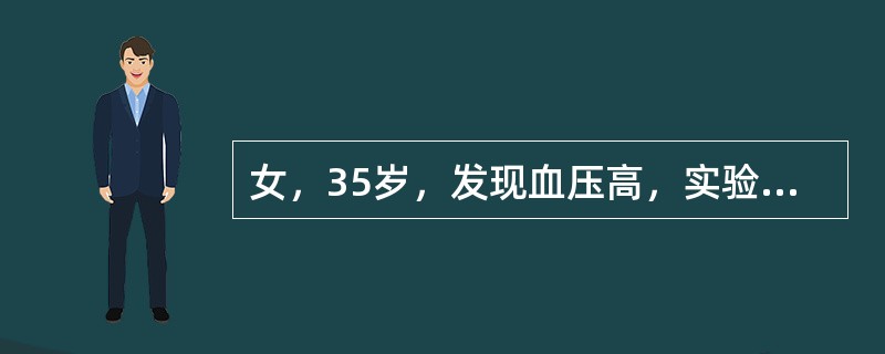 女，35岁，发现血压高，实验室检查：血和尿中醛固酮水平增高，结合图像，最可能的诊断是()<img border="0" style="width: 199px; h