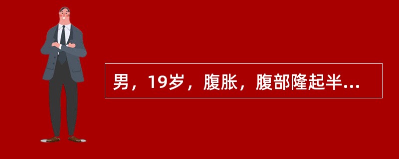 男，19岁，腹胀，腹部隆起半年余，CT检查如图，最可能的诊断是()<img border="0" style="width: 360px; height: 270p
