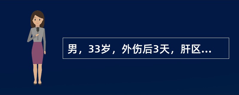 男，33岁，外伤后3天，肝区疼痛，CT、MRI检查如图，最可能的诊断是()<img border="0" style="width: 360px; height: