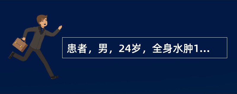 患者，男，24岁，全身水肿1个月。查血压160／95mmHg，尿蛋白（+++），RBC（1+）／HP，ALB20g／L，GLB30g／L，BUN10mmol／L，Cr180μmol／L。下列哪项可能性