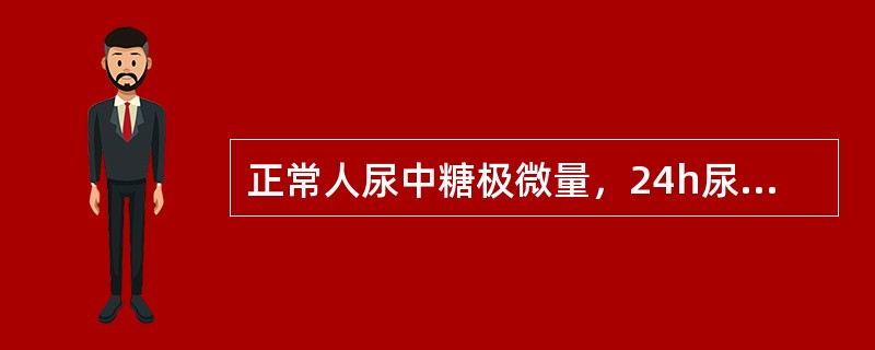 正常人尿中糖极微量，24h尿中排出的葡萄糖