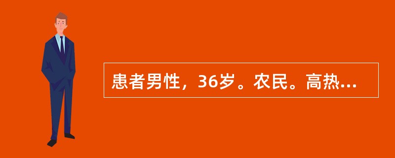 患者男性，36岁。农民。高热持续1周，畏寒、全身痛、腰背肌肉痛，腓肠肌压痛，球结膜充血，蛋白尿(+++)，腹股沟淋巴结蚕豆大小，病程第5天起咳嗽咯血不断，气促，喉中痰声辘辘，心率110次／分，口唇青紫