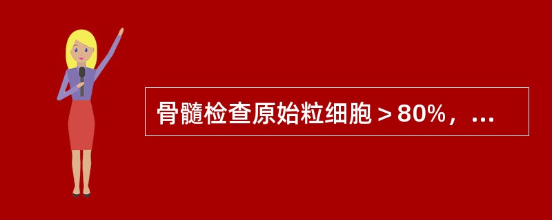 骨髓检查原始粒细胞＞80%，早幼粒细胞12%，中幼粒细胞3%，诊断