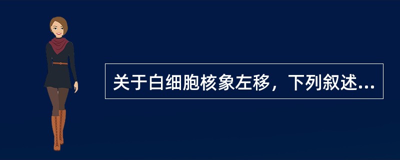 关于白细胞核象左移，下列叙述哪项较为确切（）。