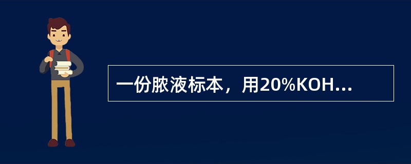 一份脓液标本，用20%KOH涂片后镜检，可见厚壁酵母细胞，细胞内可见脂肪小滴，可疑为