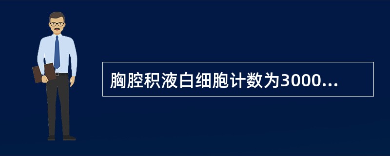 胸腔积液白细胞计数为3000个/μl，总蛋白质50g/L，提示积液是