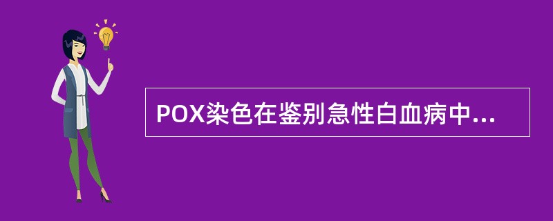 POX染色在鉴别急性白血病中，下述判断错误的是（）