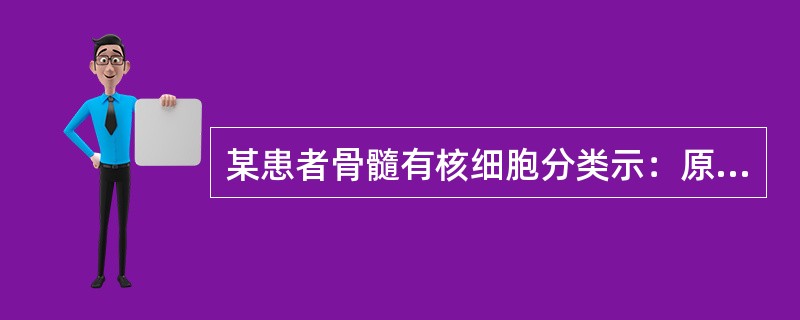 某患者骨髓有核细胞分类示：原单核细胞77％，有核红6％，其他细胞17％，应该诊断为