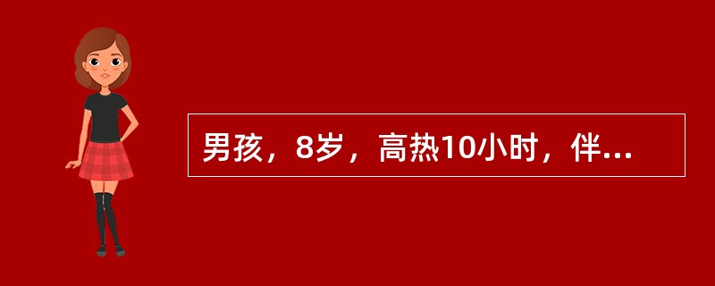 男孩，8岁，高热10小时，伴有头痛，呕吐，球结膜充血，全身散在瘀点，颈软，血压9.3／5.3kPa，脑脊液检查：细胞数15×10<img border="0" src=&qu