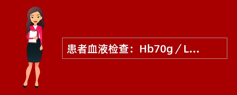 患者血液检查：Hb70g／L，MCV75fl，MCH22pg，MCH280g／L，提示（）。