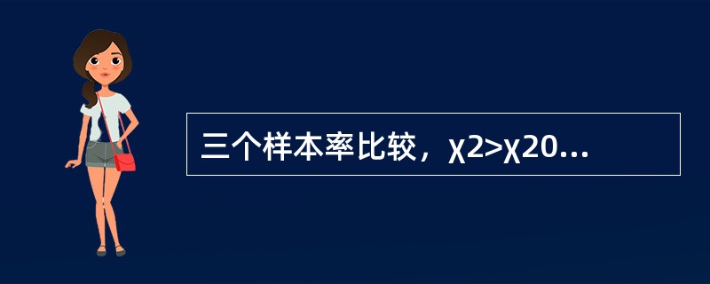 三个样本率比较，χ2>χ20.01（2），可以认为