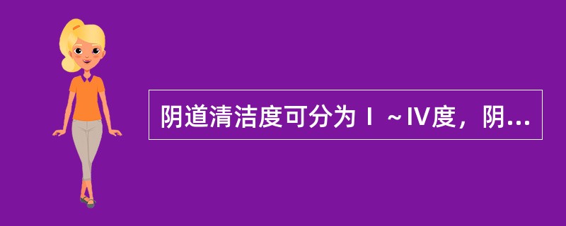 阴道清洁度可分为Ⅰ～Ⅳ度，阴道正常清洁度为