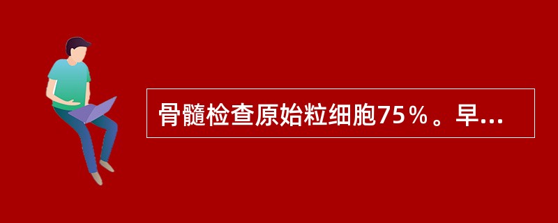 骨髓检查原始粒细胞75％。早幼粒2％，中性杆状核粒细胞3％，中性分叶核粒细胞12％，红细胞系统占8％，最可能的诊断为