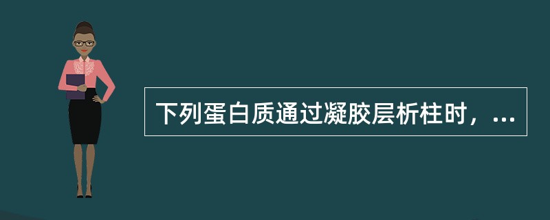 下列蛋白质通过凝胶层析柱时，最后被洗脱的是()