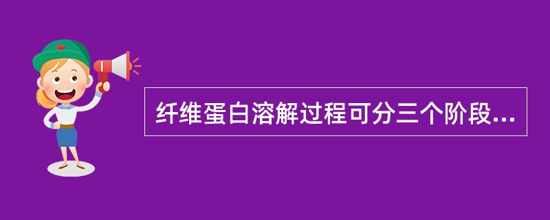 纤维蛋白溶解过程可分三个阶段，第一阶段是（）
