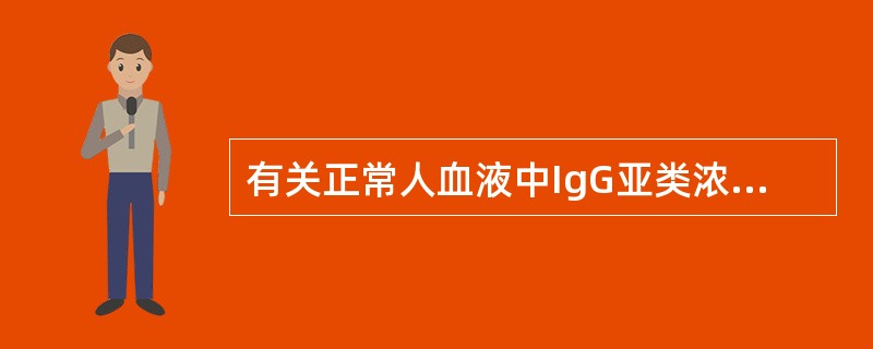 有关正常人血液中IgG亚类浓度的说法正确的是