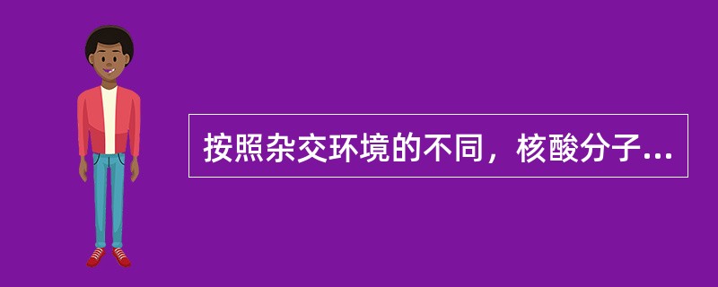 按照杂交环境的不同，核酸分子杂交可分为固相分子杂交和液相分子杂交两种类型。其中固相分子杂交技术的应用更为普遍。用来鉴定DNA的分子杂交技术是