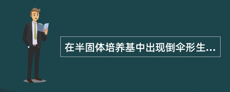 在半固体培养基中出现倒伞形生长的是