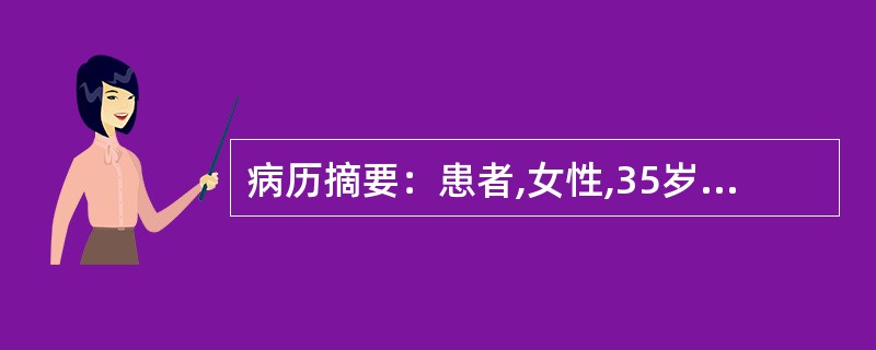 病历摘要：患者,女性,35岁,因乏力、多汗、心悸半年，三天前乏力、心悸症状加重前来就诊。体检：T：37．8℃,P：120次/分,R：31次/分。患者消瘦，甲状腺弥漫性肿大，质软，表面光滑，有震颤和血管