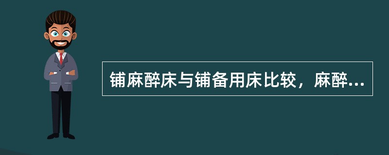 铺麻醉床与铺备用床比较，麻醉床的不同点是()