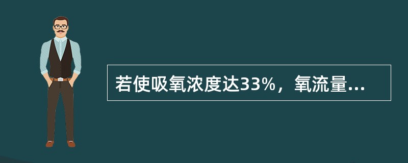 若使吸氧浓度达33%，氧流量至少应调节为()