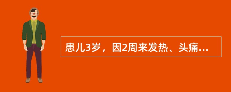 患儿3岁，因2周来发热、头痛、呕吐，精神不振，2天来头痛，呕吐加剧，抽风1次，并发现颈项发硬而入院治疗。半年前患原发性肺结核，曾服异烟肼3个月，症状好转后，家长自行停药。查体：嗜睡，颈强直，心肺(-)