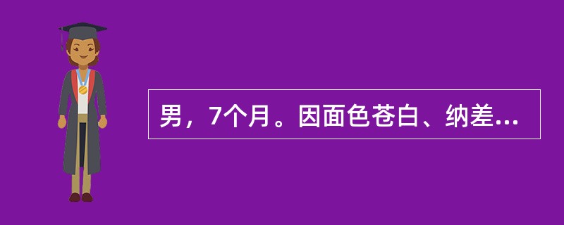 男，7个月。因面色苍白、纳差2个月入院。生后人工喂养，未加辅食。体检：皮肤黏膜苍白，心前区闻收缩期杂音，肝肋下3cm，脾肋下1cm。化验：血红蛋白60g/L，红细胞2.0×1012/L。本病最适宜的治