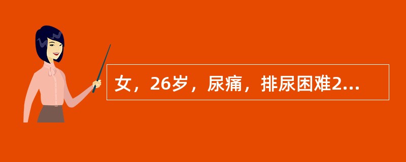 女，26岁，尿痛，排尿困难2天。7天前有不洁性交史。妇科检查：尿道口肿胀外翻，有黄白色脓液流出。外阴阴道子宫附件无明显异常最可能的诊断是