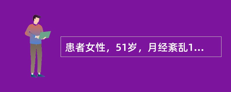 患者女性，51岁，月经紊乱1年，阴道不规则出血3月。平素月经规律，G3P1，糖尿病史10年，高血压2年。查体：心率76次/分，血压150/100mmHg，身高162cm，体重75kg。腹软，无压痛，未