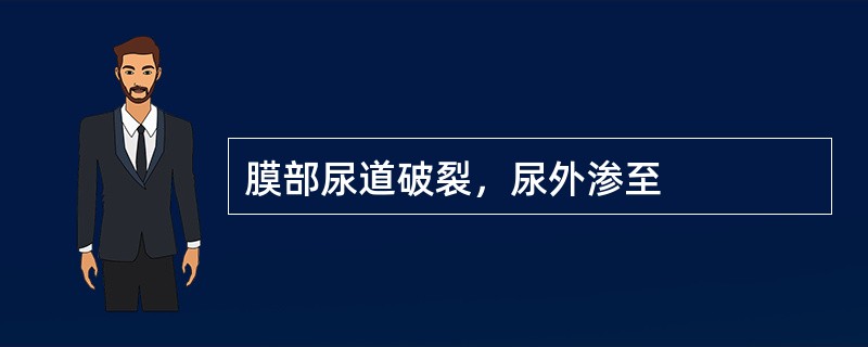 膜部尿道破裂，尿外渗至