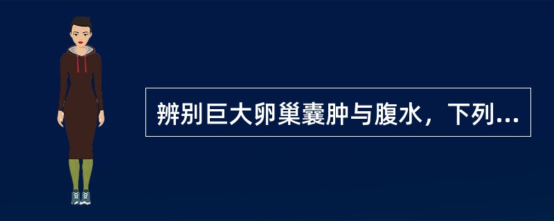 辨别巨大卵巢囊肿与腹水，下列哪种方法是禁忌的