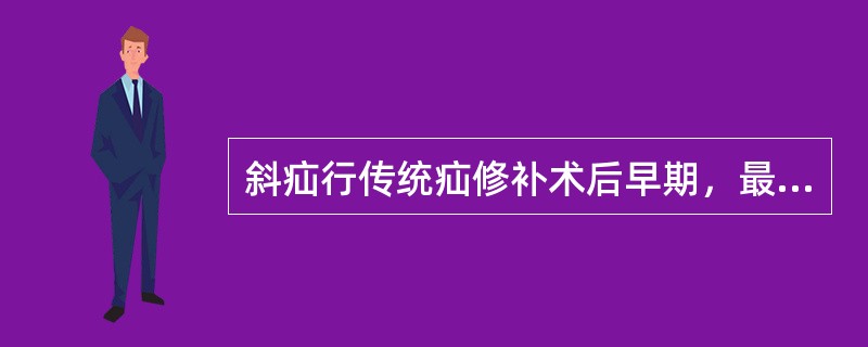 斜疝行传统疝修补术后早期，最适宜的卧位是